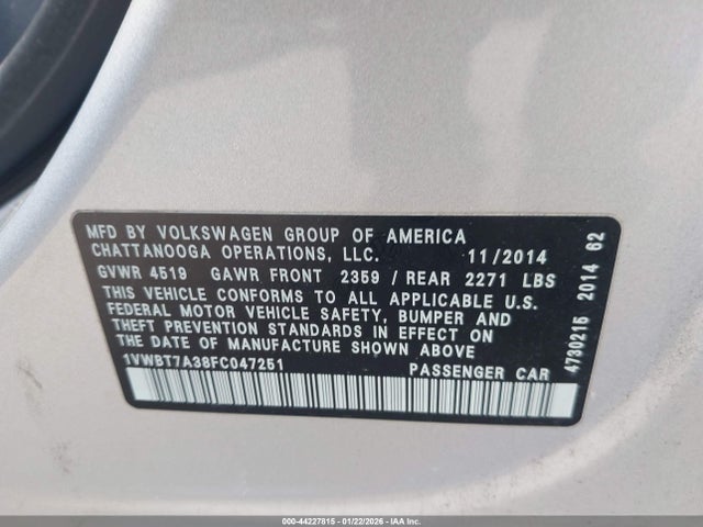 Volkswagen Passat 1.8t Se 2015 1VWBT7A38FC047251 Image 9