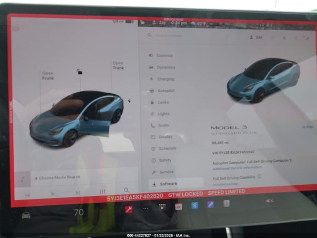 44227827 :رقم المزاد ، 5YJ3E1EA5KF402820 vin ، 2019 Tesla Model 3 Long Range/mid Range/standard Range/standard Range Plus مزاد بيع