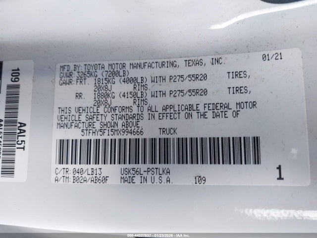 5TFHY5F15MX994666 Toyota Tundra Limited