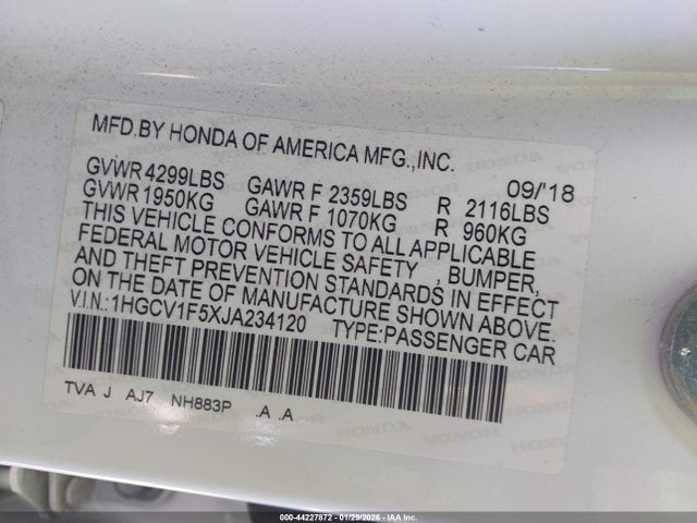 1HGCV1F5XJA234120 Honda Accord Ex-l