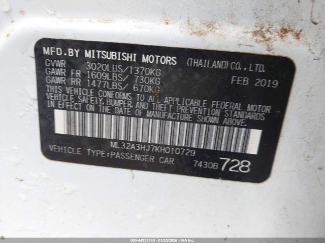2019 MITSUBISHI MIRAGE ML32A3HJ7KH010729 Photo 8