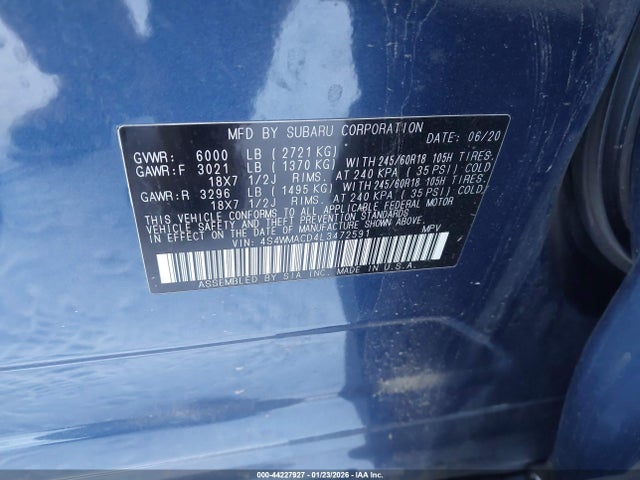 Subaru Ascent Premium 2020 4S4WMACD4L3472591 Image 9