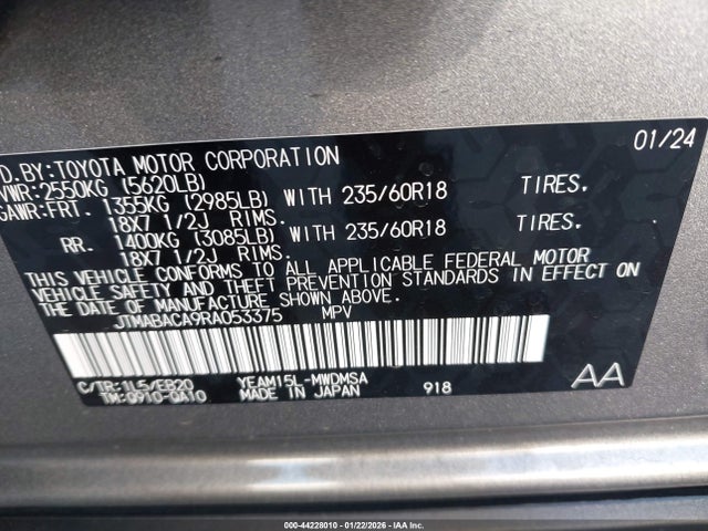 Toyota BZ4X XLE 2024 JTMABACA9RA053375 Image 9