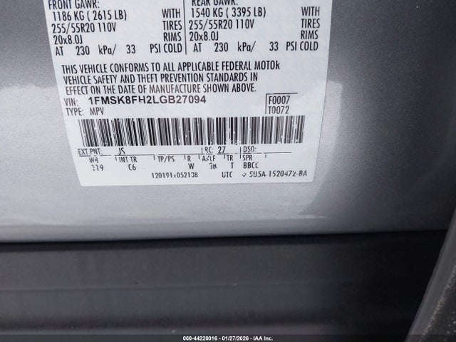Ford Explorer Limited 2020 1FMSK8FH2LGB27094 Image 9