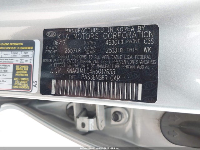 KNAGU4LE4H5017655 KIA Optima Hybrid Ex