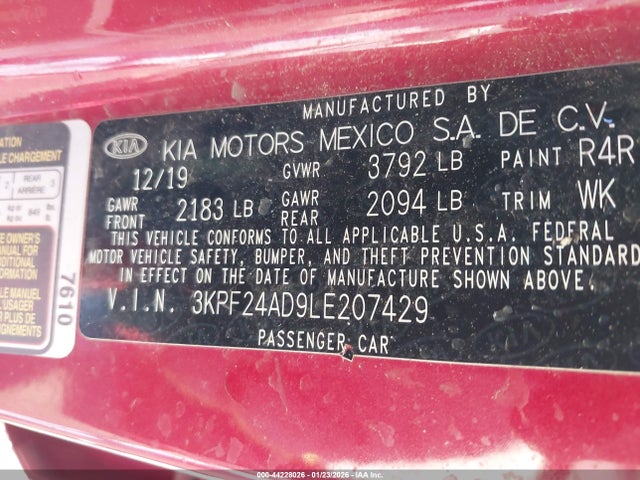 KIA Forte Lxs 2020 3KPF24AD9LE207429 Image 9
