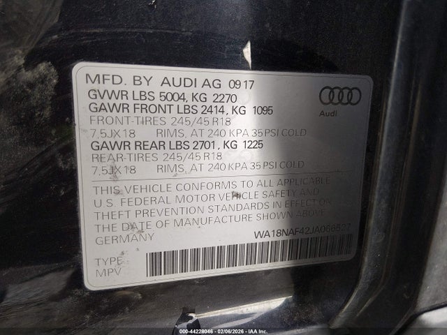 2018 AUDI A4 ALLROAD WA18NAF42JA066527 Photo 8