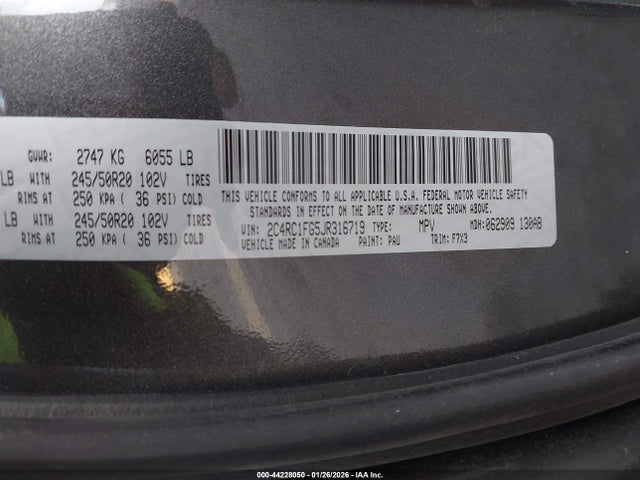 2C4RC1FG5JR316719 Chrysler Pacifica Touring Plus