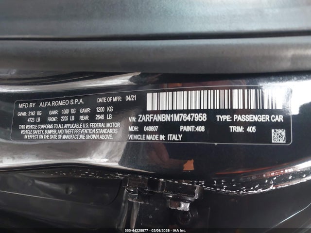 2021 ALFA ROMEO GIULIA ZARFANBN1M7647958 Photo 8