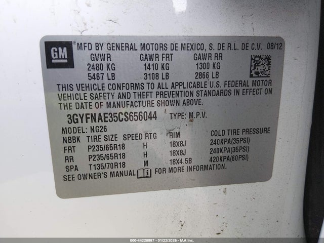 2012 CADILLAC SRX 3GYFNAE35CS656044 Photo 8