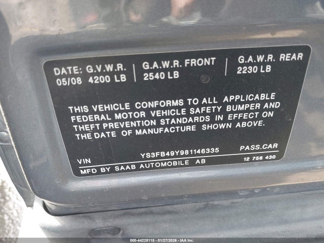 2008 SAAB 9-3 YS3FB49Y981146335 Photo 8