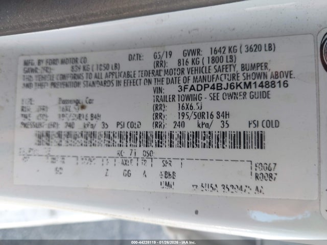 3FADP4BJ6KM148816 Ford FIESTA SE