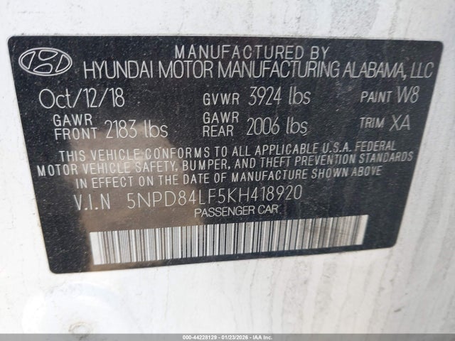 Hyundai Elantra Value Edition 2019 5NPD84LF5KH418920 Image 9