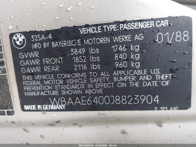 1988 BMW 325 WBAAE6400J8823904 Photo 8