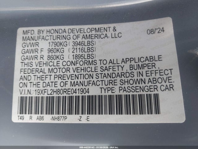 19XFL2H80RE041904 Honda Civic Sport