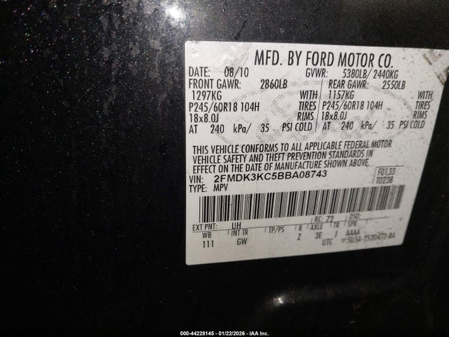 2011 FORD EDGE 2FMDK3KC5BBA08743 Photo 8