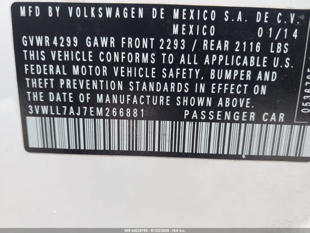 3VWLL7AJ7EM266881 Volkswagen Jetta 2.0l Tdi