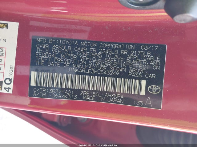 JTNKARJE3HJ543249 Toyota COROLLA IM