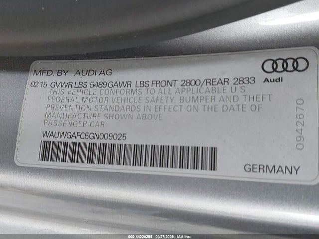 WAUWGAFC5GN009025 Audi A7 3.0t Premium Plus