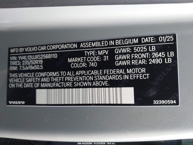 2025 VOLVO XC40 YV4L12UJXS2568110 Photo 8
