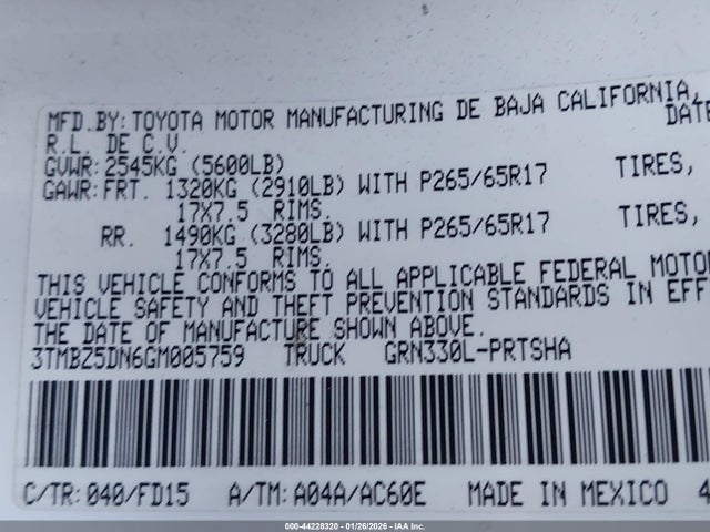 3TMBZ5DN6GM005759 Toyota Tacoma Trd Sport
