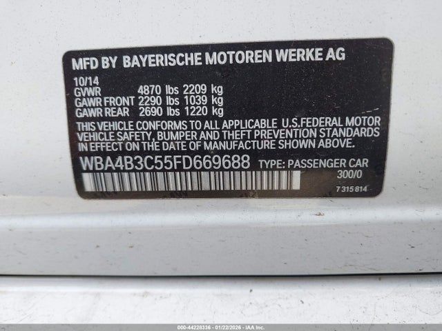 2015 BMW 435I GRAN COUPE WBA4B3C55FD669688 Photo 8