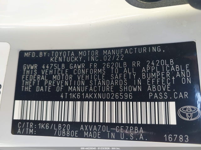Toyota CAMRY XSE 2022 4T1K61AKXNU026596 Image 9