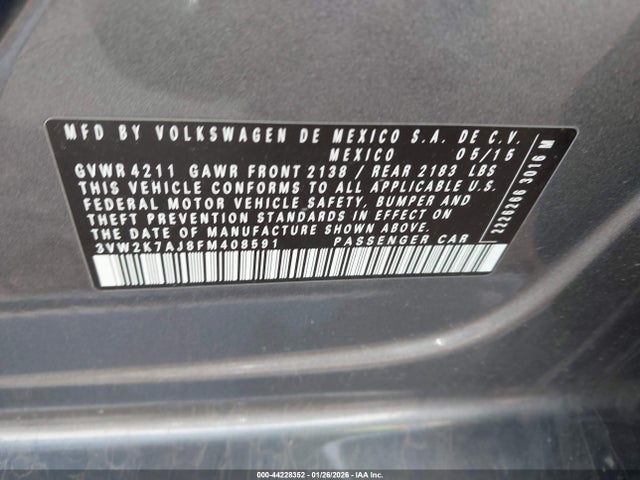 Volkswagen Jetta 2.0l S 2015 3VW2K7AJ8FM408591 Image 9