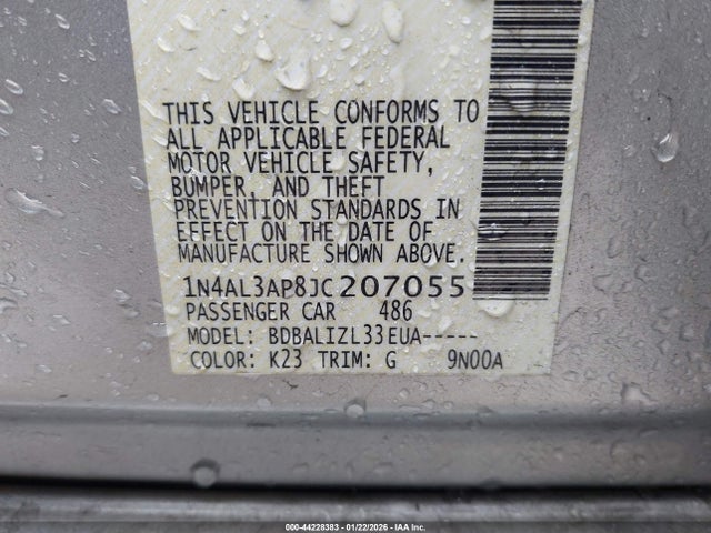 1N4AL3AP8JC207055 Nissan Altima 2.5 Sv