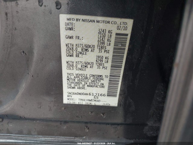 2010 NISSAN ARMADA 5N1BA0ND0AN612166 Photo 8