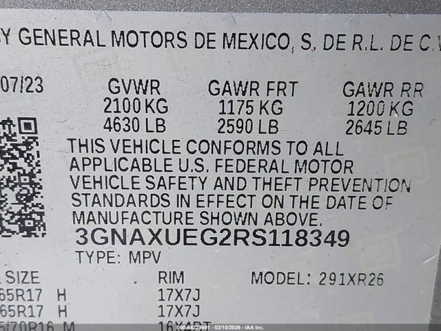 3GNAXUEG2RS118349 Chevrolet Equinox Awd Lt