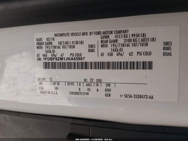 1FDBF8ZM1JKA65887 Ford Transit-350 Cab