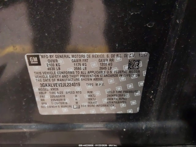 Aukcja sprzedaży 2018 Gmc Terrain Slt, vin: 3GKALVEV2JL224019, numer aukcji: 44228508