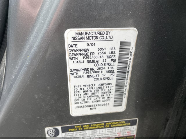 2005 INFINITI FX35 JNRAS08W55X202693 Photo 8