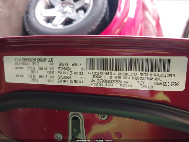 Продажа на аукционе авто 2012 Ram 1500 Laramie, vin: 1C6RD7NT9CS272800, номер лота: 44228527