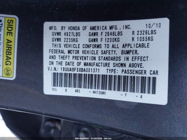 2011 ACURA TL 19UUA9F5XBA001371 Photo 8