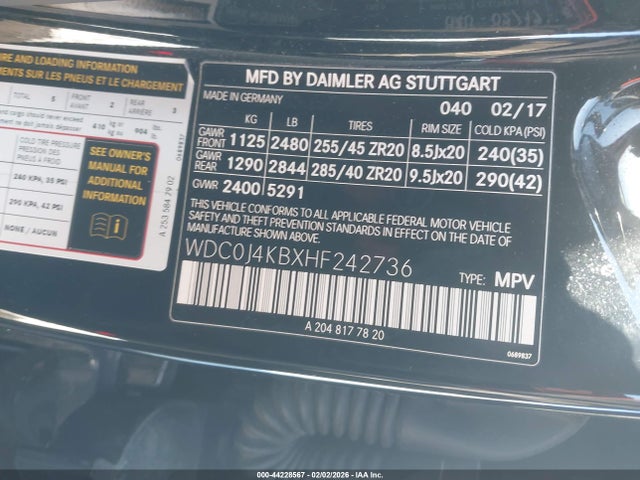 2017 MERCEDES-BENZ GLC 300 COUPE WDC0J4KBXHF242736 Photo 8