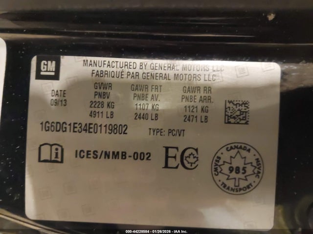 2014 CADILLAC CTS 1G6DG1E34E0119802 Photo 8