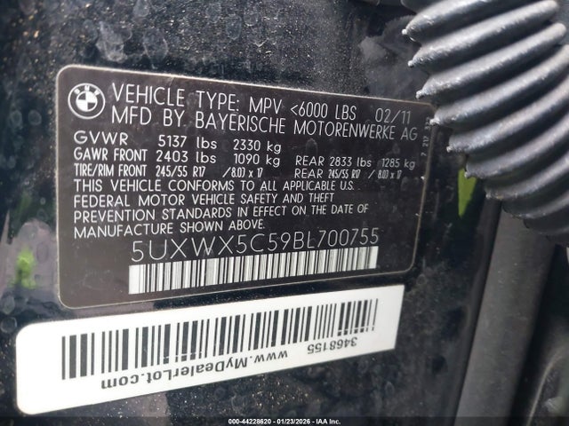 Aukcja sprzedaży 2011 Bmw X3 Xdrive28i, vin: 5UXWX5C59BL700755, numer aukcji: 44228620