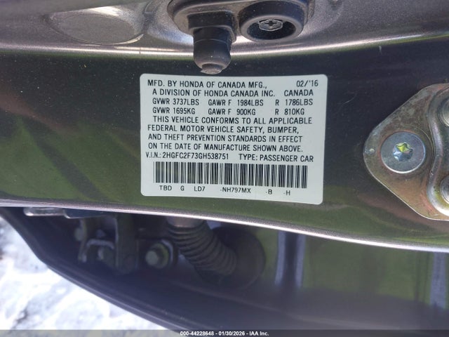 Продажа на аукционе авто 2016 Honda Civic Ex, vin: 2HGFC2F73GH538751, номер лота: 44228648