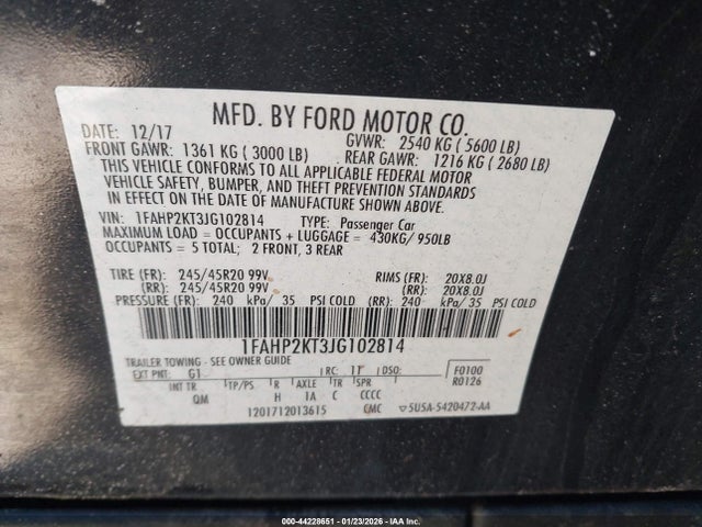 1FAHP2KT3JG102814 Ford TAURUS SHO