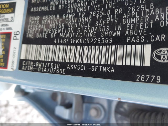 2012 TOYOTA CAMRY 4T4BF1FK8CR226369 Photo 8