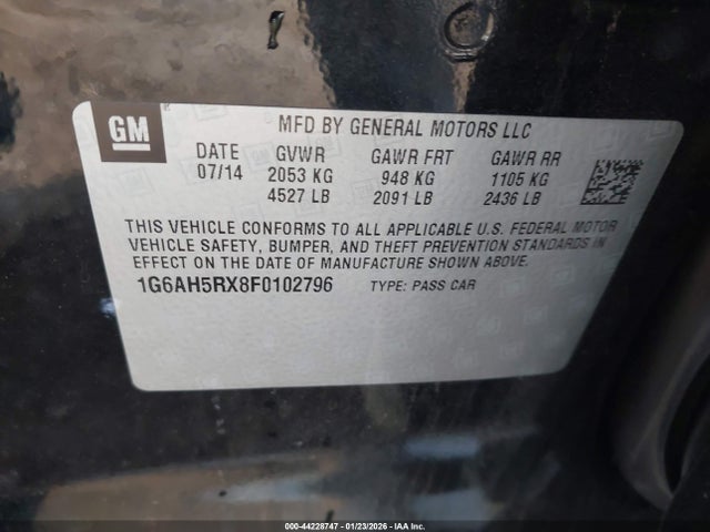 Aukcja sprzedaży 2015 Cadillac Ats Luxury, vin: 1G6AH5RX8F0102796, numer aukcji: 44228747