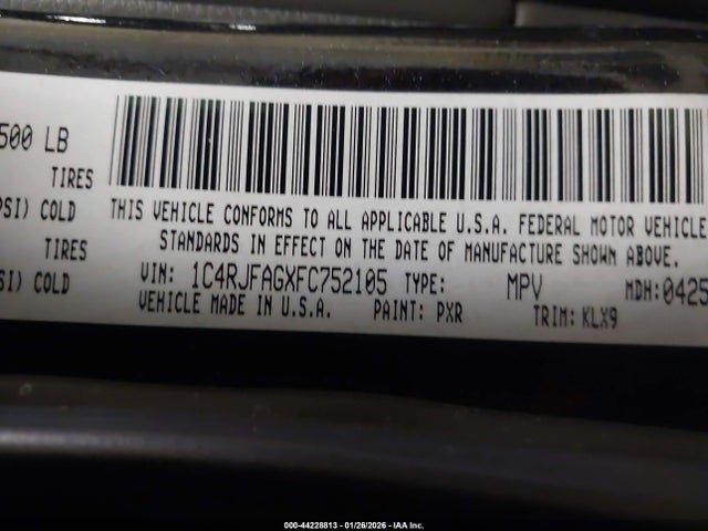 1C4RJFAGXFC752105 Jeep Grand Cherokee Altitude