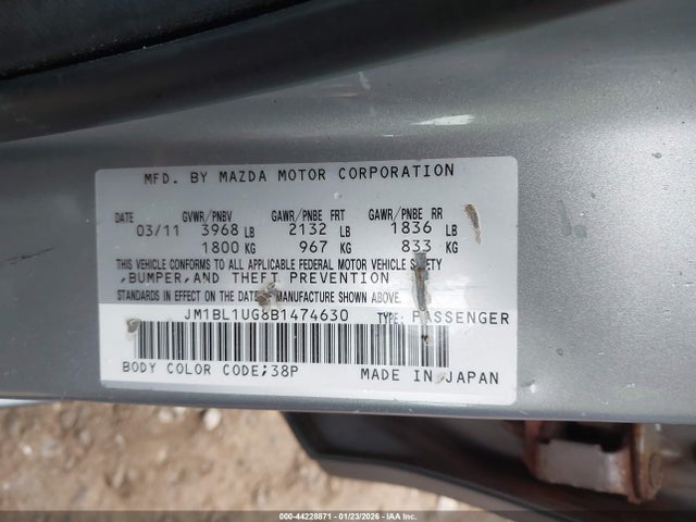 Продаж на аукціоні авто 2011 Mazda Mazda3 I Sport, vin: JM1BL1UG8B1474630, номер лоту: 44228871