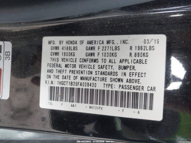 Honda Accord Lx-s 2015 1HGCT1B35FA009430 Image 9