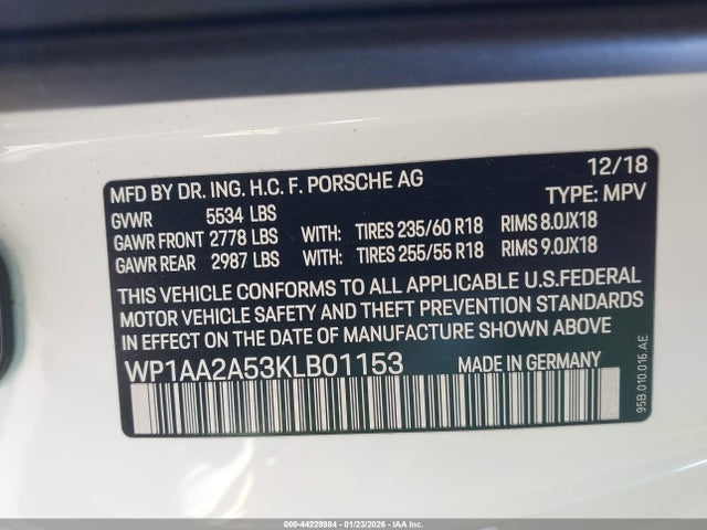 2019 PORSCHE MACAN WP1AA2A53KLB01153 Photo 8