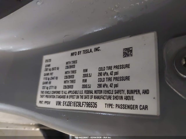 2020 TESLA MODEL 3 5YJ3E1EC9LF796535 Photo 8
