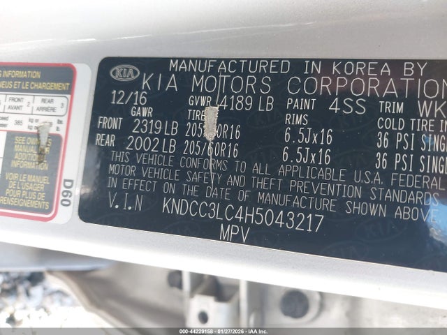 KNDCC3LC4H5043217 KIA NIRO EX