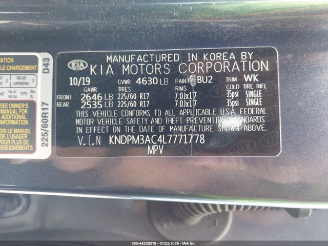 2020 KIA SPORTAGE KNDPM3AC4L7771778 Photo 8